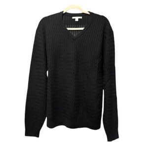 Cutter & Buck 100% Merino Wool Navy V-Neck Sweater Size L Classic Menswear